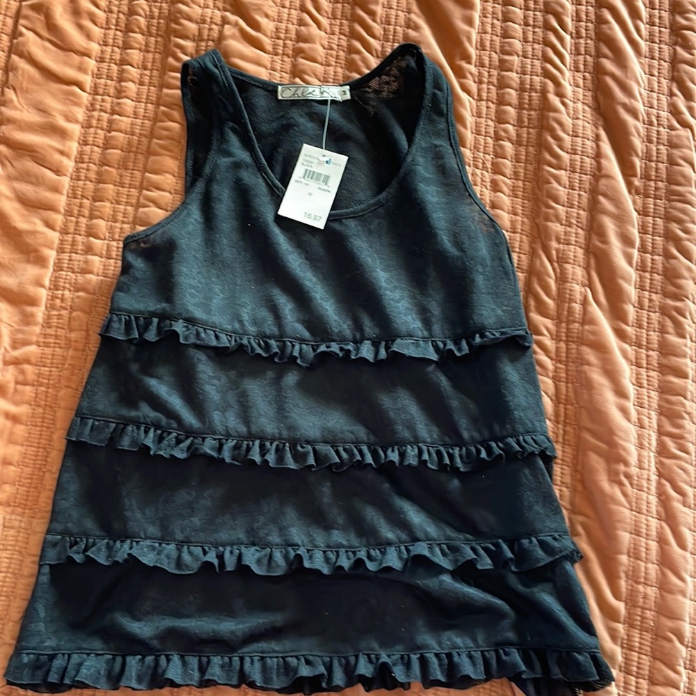 Sheer Black Leopard pattern tank M